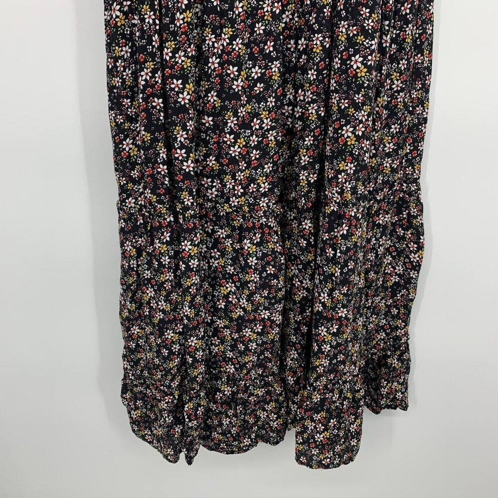 Lost + Wander Dress Maxi Black Floral Print V Neck Short Sleeve Boho - Picture 6 of 13
